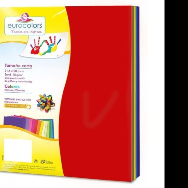 PAPEL BOND PASTEL CTA. MIX EUROCOLOR 75G. PAQ.C100H. C.25